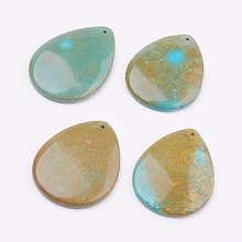 Honeyhandy Natural Howlite Pendants, Dyed & Heated, teardrop, 51~54x38~40x6~7mm, Hole: 2mm