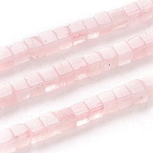 Honeyhandy Natural Rose Quartz Beads Strands, Cube, 4x4x4mm, Hole: 0.7mm, about 93pcs/Strand, 15.75 inch(40cm)