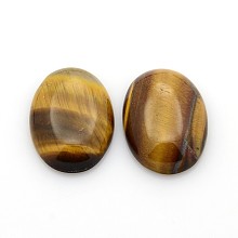 Honeyhandy Natural Gemstone Cabochons, Oval, Tiger Eye, 25x18x5~7mm