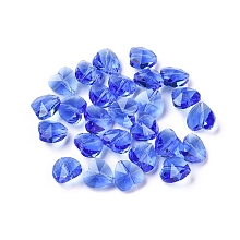 Honeyhandy Transparent Glass Beads, Faceted, Heart, Blue, 10x10x7mm, Hole: 1~1.2mm