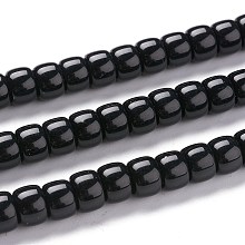 Honeyhandy K9 Glass Beads Strands, Imitation Jade Glass Beads, Column, Black, 8~8.5x5.5~6mm, Hole: 1.4mm, about 67pcs/Strand, 15.83 inch(40.2cm)