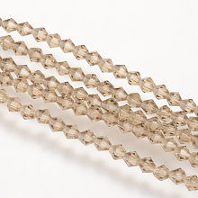 Honeyhandy Imitation Austrian Crystal 5301 Bicone Beads, Faceted Glass Beads Strands, BurlyWood, 2.9~3.3x2mm, Hole: 0.5mm, about 145~150pcs/strand, 41.5~42cm