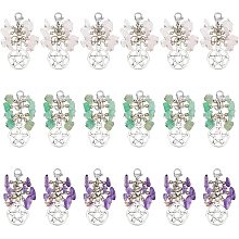 SUPERFINDINGS 18Pcs 3 Style Natural Chip Stone Pendants Chakra Gemstone Pendant Keychain Healing Crystals Tumbled Stone Beads Keyring with Pentagram Pendants and Lobster Buckle for Jewelry Craft