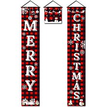 Arricraft 3pcs/Set Merry Christmas Banner Outdoor Porch Banner for Christmas Decoration Hanging Couplet Christmas Decor Sign Party Supplies for Home Front Door Porch Yard Decoration 70.8"x11.8"