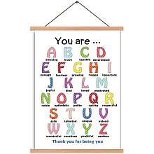 Arricraft Poster Hanger English Alphabet Magnetic Wooden Poster Child Education Hangers Poster with Hanger Canvas Wall Art for Walls Pictures Prints Maps Scrolls 17.3x11in