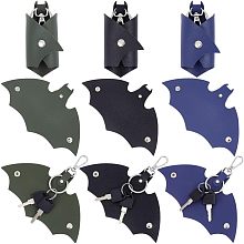 GORGECRAFT 3Pcs 3 Colors Black Bat Key Chain Holder Leather Large Capacity Car Key Case Fob Protector Keys Ring Cover Snap Closure Holder for Men Husband Boyfriend Man Birthday Gift