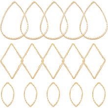 Beebeecraft 60Pcs/Box 3 Style Linking Rings 24K Gold Plated Brass Teardrop Rhombus Horse Eye Jewelry Connector Charms for DIY Necklaces Bracelets Making