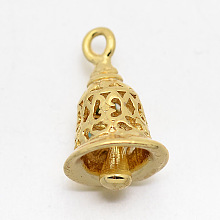 Honeyhandy Brass Bell Pendants, Golden, 16x9mm, Hole: 1mm