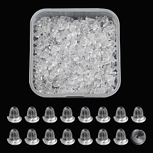 Honeyhandy 500Pcs Plastic Ear Nuts, Bell Ear Nuts, Ear Backs, Clear, 4x4mm, Hole: 1mm