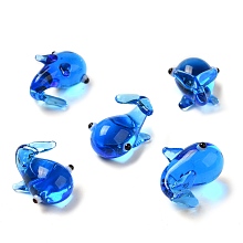 Honeyhandy Handmade Lampwork Home Decorations, 3D Whale Ornaments for Gift, Blue, 16.5~17x12.5~13x10~11mm