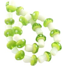 arricraft 200 Pcs Mushroom Bead Strands, Handmade Lampwork Beads Spacer, Mushroom Loose Beads for Bracelets Necklace Jewelry Making (GreenYellow)