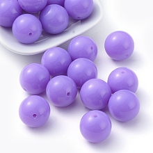 Honeyhandy Fluorescence Chunky Acrylic Beads, Round, Lilac, 20mm, Hole: 2~3mm, about 105pcs/500g