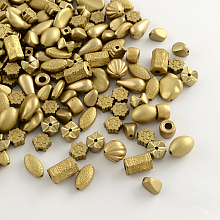 Honeyhandy Plated Acrylic Beads, Mixed Style, Golden Plated, 8~17x4~11x4~11mm, Hole: 1~3mm