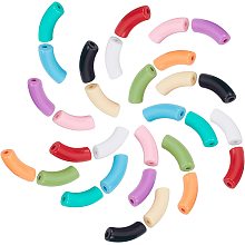 SUNNYCLUE 10 Colors Acrylic Tube Beads Bulk Colorful Opaque Curved Bead Large Hole Chunky Spacer Loose Charms for DIY Jewelry Making Friendship Bangles Bamboo Bracelets Supplies Findings