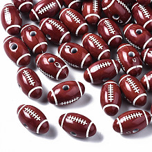 Honeyhandy Craft Style Acrylic Beads, Sports Beads, Rugby, FireBrick, 18x10x10mm, Hole: 2.5~3mm, about 460pcs/500g