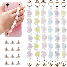 ARRICRAFT 6 Sets 6 Colors Phone Case Chain, Heart Beaded Phone Strap Frosted Beads Resistance Phone Grip Holder with Iron Screw Nuts and Screws for DIY Phone Case Accessory