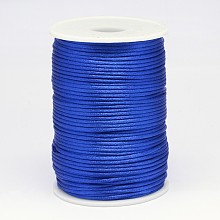 Honeyhandy Polyester Cord, Satin Rattail Cord, for Beading Jewelry Making, Chinese Knotting, Blue, 2mm, about 100yards/roll