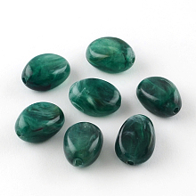 Honeyhandy Oval Imitation Gemstone Acrylic Beads, Teal, 18x13x9.5mm, Hole: 2mm, about 310pcs/500g