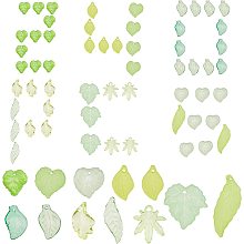 SUNNYCLUE 16Pcs 4 Size Green Acrylic Leaf Bead Charms Transparent Frosted Maple Leaves Pendants with Loop for Earring Necklaces Jewelry Craft Making