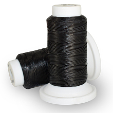 Honeyhandy Flat Waxed Polyester Cord, for Leather Sewing Stitching, Black, 0.8mm, about 54.68 yards(50m)/roll