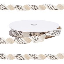 PandaHall Elite 20 Yard Music Note Ribbon Phonogram Printed Craft Ribbon White Wide Polyester Ribbon Roll for Wedding Cake Party Banquet Hat Dress Decor Christmas Valentine's Day Gift Package, 0.8"