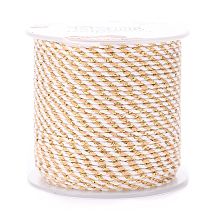 Honeyhandy 4-Ply Cotton Cord, Handmade Macrame Cotton Rope, with Gold Wire, for String Wall Hangings Plant Hanger, DIY Craft String Knitting, Beige, 1.5mm, about 21.8 yards(20m)/roll