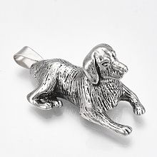 Honeyhandy Tibetan Style Alloy Puppy Pendants, Labrador Retriever Dog, Antique Silver, 41x21x18.5mm, Hole: 8.5x3.5mm