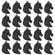 SUNNYCLUE 30Pcs Alloy Pendents, Horse Head, Electrophoresis Black, 40x28x3.5mm, Hole: 2mm