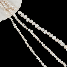 Nbeads 3 Strands 3 Styles Natural Cultured Freshwater Pearl Beads Strands, Two Sides Polished, Nuggets, Antique White, 3.5~8x3~6x3~6.5mm, hole: 0.5~0.6mm, 1 strand/style