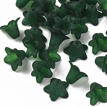 Honeyhandy Transparent Acrylic Beads, Frosted, Flower, Dark Green, 17.5x12mm, Hole: 1.5mm, about 770pcs/500g