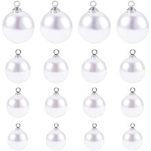 PandaHall Elite 80pcs 4 Sizes Resin Imitation Pearl Pendants Pearl Dangle Charms Beads Beads with Bead Cap for Earring Bracelet Necklace Jewelry Making (8mm, 10mm, 12mm, 14mm)