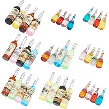 SUNNYCLUE 24Pcs 12 Style Wine Bottle Label Random Charms Resin Pendants with Loop Earring Necklace Keychain for Starter DIY Jewellery Making Accessories