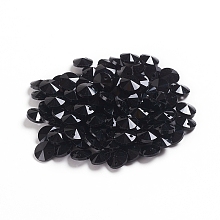 Honeyhandy Glass Charms, Faceted, Cone, Black, 8x4mm, Hole: 1~1.2mm