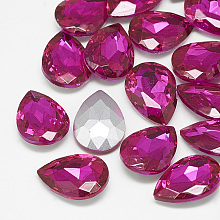 Honeyhandy Pointed Back Glass Rhinestone Cabochons, Back Plated, Faceted, teardrop, Rose, 18x13x5mm