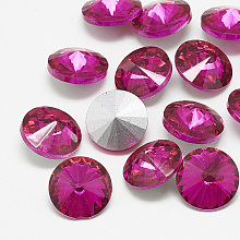 Honeyhandy Pointed Back Glass Rhinestone Cabochons, Rivoli Rhinestone, Back Plated, Faceted, Cone, Rose, 6x3mm