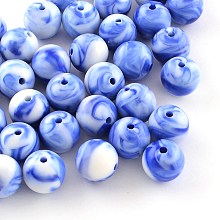 Honeyhandy Opaque Acrylic Beads, Round, Royal Blue, 8mm, Hole: 1.5mm, about 1800pcs/500g