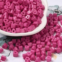 Baking Painted Glass Bead, Ceylon, Triangle Hole, Trangle, Hot Pink, 5x5x4mm, Hole: 1.3mm, 3150pcs/pound