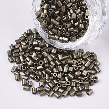 Honeyhandy 8/0 Two Cut Glass Seed Beads, Hexagon, Baking Paint, Coffee, 2.5~3x2.5mm, Hole: 0.9mm, about 15000pcs/bag