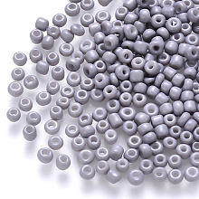 Honeyhandy 8/0 Baking Paint Glass Round Seed Beads, Light Steel Blue, 3~3.5x2mm, Hole: 1~1.2mm, about 10000pcs/pound