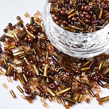 Arricraft Glass Seed Beads, Mixed Style, Mixed Shapes, Dark Goldenrod, 1~7x2~4mm, Hole: 0.7~1mm, about 450g/pound