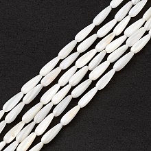 Honeyhandy Natural Freshwater Shell Beads Strands, Teardrop, Seashell Color, 15x5mm, Hole: 0.8mm, about 26pcs/strand, 15.16''(38.5cm)