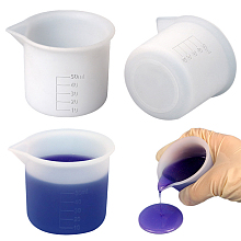 Honeyhandy Silicone Measuring Cups, Graduated Mixing Cup, UV Resin & Epoxy Resin Craft Tool, White, 48x68x53mm, Inner Diameter: 60mm, Capacity: 50ml(1.69fl. oz)