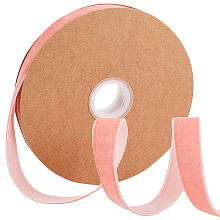 GORGECRAFT Flocking Ribbon, Single Side, for Gift Packing, Party Decoration, Pink, 25x1.3mm, 20yard/roll