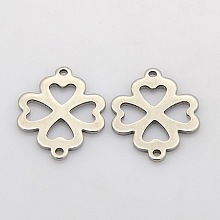 Honeyhandy Filigree Clover 304 Stainless Steel Links connectors, Stainless Steel Color, 21x16x1mm, Hole: 1mm