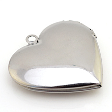 Honeyhandy 316 Stainless Steel Photo Locket Pendants, Heart, Stainless Steel Color, 29x28x7mm, Hole: 2mm, Inner Measure: 21x17mm