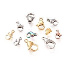 Honeyhandy Stainless Steel Lobster Claw Clasps, Mixed Color, 9~15x6~8.5x3~4mm, Hole: 1~1.8mm