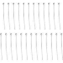 SUNNYCLUE 1 Box 25Pcs Sterling Silver Flat Head Pins 2cm Flat Head Pins for DIY Jewelry Making Earrings Findings