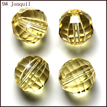 Honeyhandy Imitation Austrian Crystal Beads, Grade AAA, Faceted, Round, Light Khaki, 10mm, Hole: 0.9~1mm