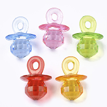 Honeyhandy Transparent Acrylic Pendants, Faceted, Pacifier/Dummy, Mixed Color, 38x27mm, Hole: 5x6mm, about 75pcs/500g