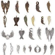 NBEADS 120g Wing Shape Tibetan Style Alloy Pendants, 26 RANDOM MIXED Kinds of Wing Shape Alloy Pendant Charms Jewelry Crafting Supplies for DIY Necklace Bracelet Arts Projects